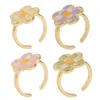 Korean Style Enamel Stackable Finger Band Rings Set Adjustable Aesthetic Y2k Wholesale Cute Colorful Pink Love Heart Flower Jewelry for Women Girls Wedding Gifts