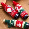 Décorations de noël tricot couverture de bouteille de vin décoration joyeuse ornements pour la maison cadeaux de noël décor de l'année