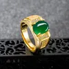 Ringos de cluster 22K Amarelo em ouro amarelo Emerald Mens 2022 Gemstone Jewlery Organizador de casamentos Casais Green Casais Reduzível Jóias Luxo