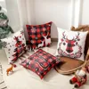 Pillow Christmas Throw Covers Decorative 17.7x17.7 IN Winter Holiday Plaid Linen Couch Standard Satin Pillowcase Set Of 2