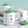 Mugs Kawaii Hamster Creative Cartoon Ceramic Coffee Cup With Lid Spoon Cute Personality Office Milk Tea Breakfast Water