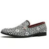 Mode loafers mannen schoenen persoonlijkheid printen pu ronde teen eenvoudige slip-on business casual bruiloftsfeest dagelijks ad223