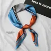 Scarves 70 70cm Luxury Geometric Print Square Satin Silk Scarf for Women Wrap Foulard Femme Handkerchief Bandana Hairband Skinny Tie T220919