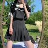 Kläder sätter japansk koreansk typ 2st Kvinnlig student JK School Uniform Crop Sailor Top Cosplay kostym Academisk stil veckad kjol
