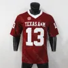 NCAA College Texas Am Aggies 축구 저지 Mike Evans Red Size S-3XL 모든 스티치 자수