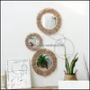 Tapisseries Tapisseries Nordic Rétro Tissé Ficelle Miroir Art À La Main Ronde Homestay Salon Décoration Café Boho Rame Drop D Dhu6I