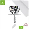 Charms Sier Tree Of Life Charm dla oryginalnej bransoletki Realu 925 Sterling Colorf CZ Biżuter