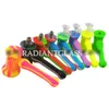 Portable Silicone Hammer Bubbler Novelty Bubblers Smoking Pipes for Dry Herb Tobacco with Perolator Glass Bowl