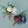 Dekorativa blommor 1 bukett vackra knapphål blommor prydnadsportbar boutonniere corsage anti fade brud