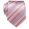 Bow Ties Fashion Mens Pink Stripe Tie For Young Man Casual Formal Party Wedding Luxury Silk Necktie Clip Gravatas Para Homens