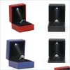 Boîtes à bijoux Led Lighted Ring Box Boucle d'oreille Emballage cadeau de mariage Bijoux Affichage Emballage Lumières Creatived Case Holder 164 R2 Drop De Dhxgt