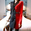 Casual Dresses 2022 Women Elegant Office Patchwork Blazer Dress Work Wear Contrast Color Long Sleeve Double-Breasted Notched Blazers Mini