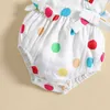 Rompers Summer Newborn Baby Girl Rompers Baby Girl Dots Rainbow Embroidery Rompers Baby Girl Jumpsuits And Headband Clothing J220922