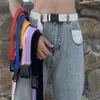 Bälten vuxna all-match bälte unisex koreanska kvinnor duk vintage plastspänne fast färg lång midjeband män