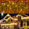 Strings Outdoor Christmas Light 10m 75 Drops Fairy String Window Curtain Garland do okapu Wystrój ogrodu