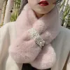 Scarves New Women Winter Warm Scarf Pearl Plush Bib s Thicken Imitation Rabbit Fur Shl Neck Warmers bufanda Y2209