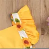 Rompers Baby Girls Flying Sleeve Sunflower Outfits Rompers Toy Suits Newborn Girls Jumpsuits Toddler Baby Sunsuits 024M J220922