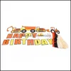 Party Decoration Happy Birthday Banner Construction Vehicle Excavator Truck Garland Flags For Farm Decorations Kids Favors Drop Deliv Dhlqt