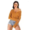 Dames truien dames trui t-shirt v-neck solide kleur lange mouw pullover buiten met je comfortabel en los