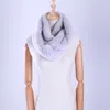 Lenços novos inverno feminino genuíno real rex rabbit pêlo maconha lenço de lenço infinito capuz ringue snood street moda y