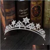 Clipes de cabelo barrettes clipes barrettes coroa de jóias shinestone tiara bidal star -cocar de cristal de cristal de cristal handmade acc 546 z2 d dhhvu