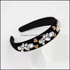 Hoofdbanden Barokke Rhinestone Crystal Hair Bands Retro Pearl -hoofdbanden Veet Wide Edge Women Accessoires Europe America America 7 Dhseller2010 DHFKH