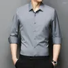 Men's Polos High Quality Long Sleeve Shirt Men 2022 Spring Autumn Fashion Business Formal Wear Chemise Solid Color Slim Male Tops