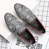 Fashion Loafers Men Shoes Personality Printing PU Round Toe Simple Slip-on Business Casual Wedding Party Daily AD223