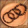 Beaded Strands Tiger Eye Malachite Onyx Beads Armband för män Kvinnor Justerbara 6mm 8mm 10mm Lava Stone Black Yoga Jewelry Lulubaby Dhano