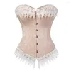 Bustiers Korsetts und Frauen Gothic Plus Size Korsagen Spitzenbesatz Corselete Sexy Overbust Push Up Maskerade Karneval Fiesta Party