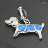 Pendant Necklaces Cute Tiny Blue Fire Opal Fashion Jewelry Dog Shaped 1/2'' OP314