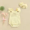 Rompers zomer babymeisjes romper hoofdband katoen regenboog ruches mouwloze baby rompers jumpsuit pasgeboren kleding j220922