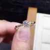 Klusterringar 2022 REAL 925 Sterling Silver Simple Diamond Charm Gold Color Fing Fing For Women Engagement Fine Jewelry Gift Wedding