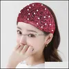 Opaski na głowę koronki Pearl Hair Band Summer Wide Edge Wentylacja Sport Outdoor Elastyczne Kobiety Elastyczne Szalik Głowa Akcesoria biżuterii Fas Dhmro