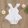 Rompers zomer kleren babykleding peuter meisjes bodysuit solide kleur ruches pak baby meisjes mouwloze backless jumpsuit J220922