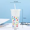 24OZ/710ml Christmas mugs Color-Changing Water Mugs Cold-Changing Drink Straw Cup Fruit Tea PP Temperature-Sensitive Plastic Cups FY5588 F0927