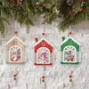 Christmas Decorations 1pcs Wooden Hanging Ornaments Snowman Santa Claus Elk House Tassel Pendant For Xmas Party