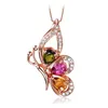 Pendant Necklaces Luxury Rose Gold Butterfly Necklace For Women Colorful Lady Wedding Jewelry