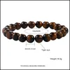 Beaded Strands Tiger Eye Malachite Onyx Beads Armband för män Kvinnor Justerbara 6mm 8mm 10mm Lava Stone Black Yoga Jewelry Lulubaby Dhano