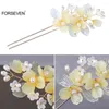 Hair Clips Bride Accessories Yellow Flower Sticks U Shaped Hairpins Women Girls Styling Jewelry Bridal Headdress