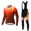 2024 Pro Mens Copper Winter Cycling Jersey Set Long Sleeve Mountain Bike Cycling Clothing Breathable MTB Bicycle Clothes Wear Suit B35