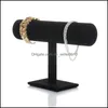 Jewelry Stand New Fashion Jewelry Display One Layer Veet T-Bar Rack Stand For Bracelets Watch 3 Colors 543 T2 Drop Delivery 2021 Packa Dhvam