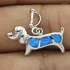 Pendant Necklaces Cute Tiny Blue Fire Opal Fashion Jewelry Dog Shaped 1/2'' OP314