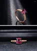 Cluster Rings Lab Ruby Real 14K Rose Gold Red Emstone Color For Women Wedding Engagement Jewelry Gorgeous Promise Gift5441142