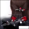 Hair Clips Barrettes Girls Rose Crystal Rhinestone Hairpin Barrettes Jewelry Women Fashion Alloy Horsetail Clip Mticolor Hair Access Dhzyb