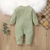 Rompers 018M Solid Color Pasgeboren Romper Baby Baby Uniss Spring herfstkleding Katoen lange mouwen Zipper romper jumpsuit outfits J220922