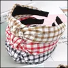 Headbands Headbands Jewelry Womens Retro Middle Knotted Hair Band Fabric Sweet Plaid Wide-Brimmed Hairband Head Drop Delivery 2021 Dhs Dhl4N