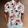 Herrpolos män polo skjortor korta ärm toppar 3d tryck avslappnad vridningskrage dragkedja design bekväm streetwear sommar