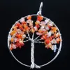 Natural Chips Stone Pendant Necklace Pendulum Tree of Life Round Reiki Wicca Witch Amulet Fashion Jewelry for Women Bn327