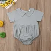 Rompers Wholesale Summer Baby Girls Rompers Solid Color Peter Pan Collar Kort ärmkläder One Piece Jumpsuits J220922